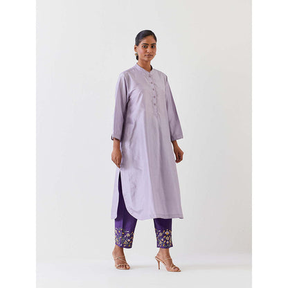 BRIH Purple Embroidered Kurta with Pant (Set of 2)