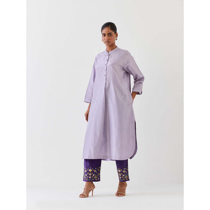 BRIH Purple Embroidered Kurta with Pant (Set of 2)