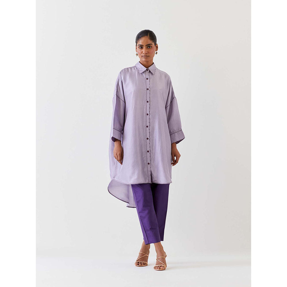 BRIH Purple Embroidered Kurta with Pant (Set of 2)