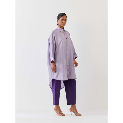 BRIH Purple Embroidered Kurta with Pant (Set of 2)