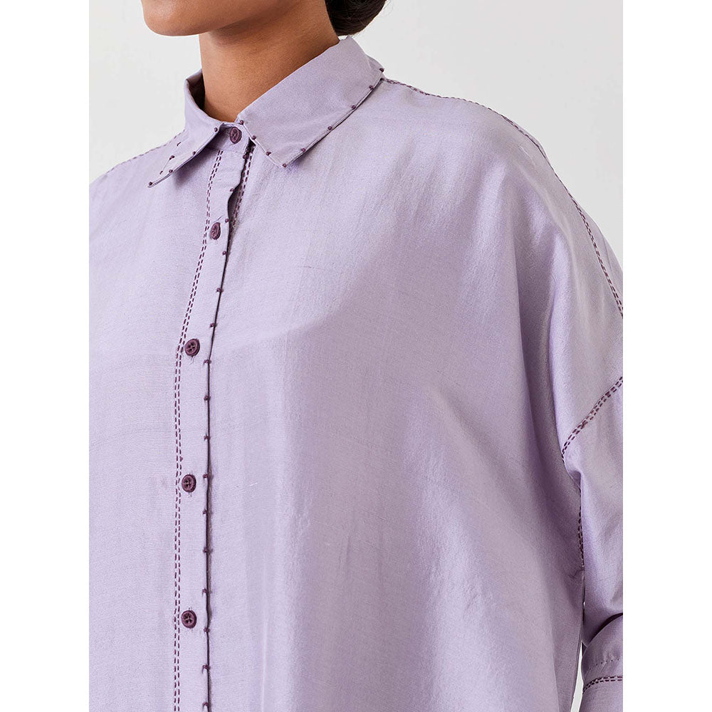 BRIH Purple Embroidered Kurta with Pant (Set of 2)