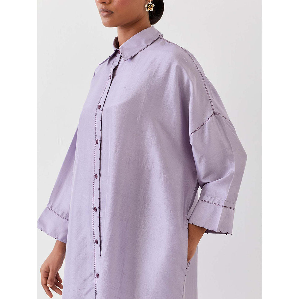 BRIH Purple Embroidered Kurta with Pant (Set of 2)