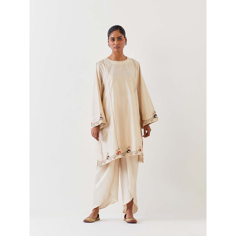 BRIH Off White Embroidered Kurta with Dhoti (Set of 2)