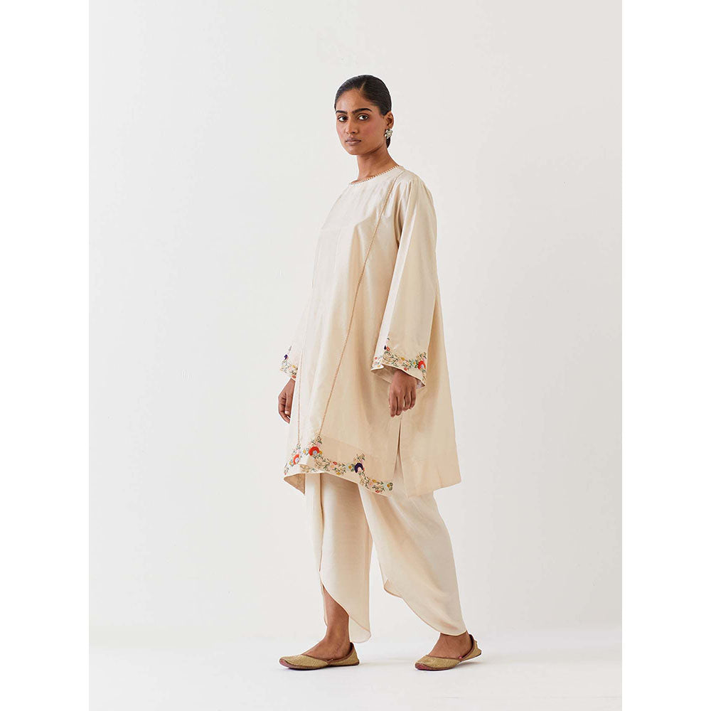 BRIH Off White Embroidered Kurta with Dhoti (Set of 2)