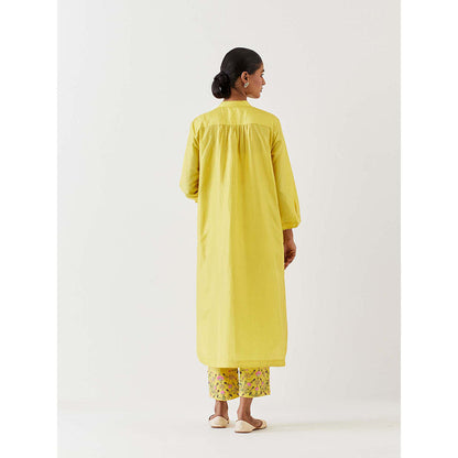BRIH Yellow Embroidered Kurta with Pant (Set of 2)