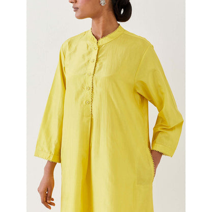 BRIH Yellow Embroidered Kurta with Pant (Set of 2)