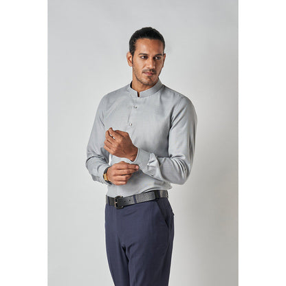 Bubber Blu Byron Steel Grey Chinese Collar Shirt