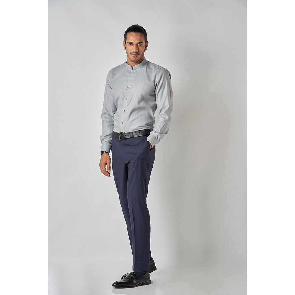 Bubber Blu Byron Steel Grey Chinese Collar Shirt