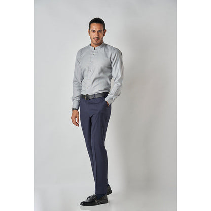 Bubber Blu Byron Steel Grey Chinese Collar Shirt