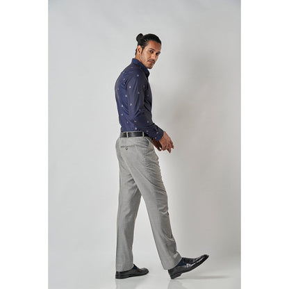 Bubber Blu Crew Navy Blue Yacht Printed Shirt