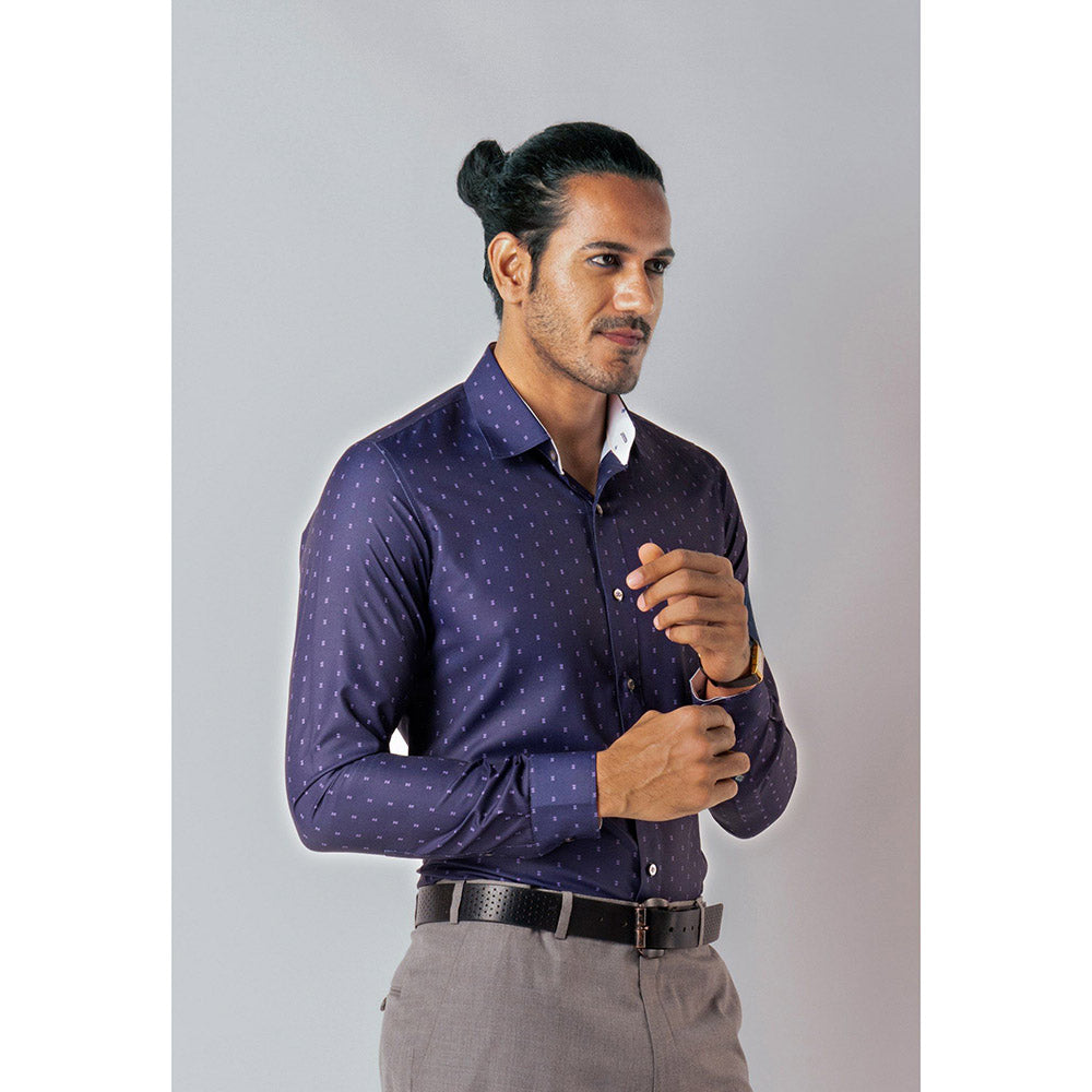 Bubber Blu Dunkirk Navy Calico Printed Shirt