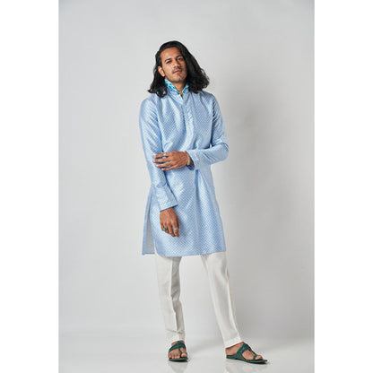 Bubber Blu Adrian White Caspian Light Blue Kurta