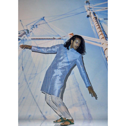 Bubber Blu Adrian White Caspian Light Blue Kurta