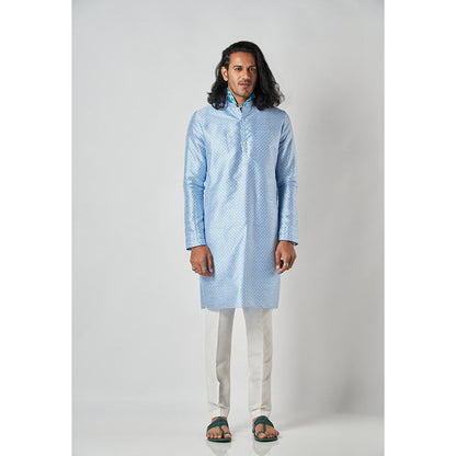 Bubber Blu Adrian White Caspian Light Blue Kurta