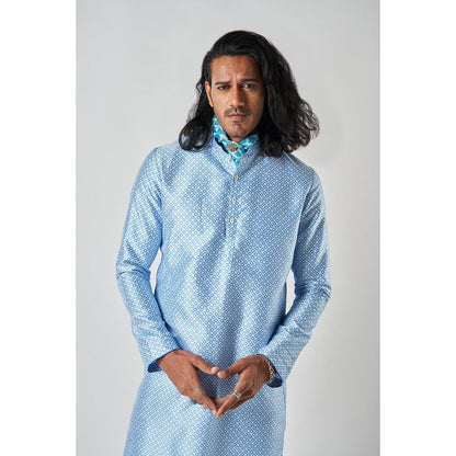 Bubber Blu Adrian White Caspian Light Blue Kurta