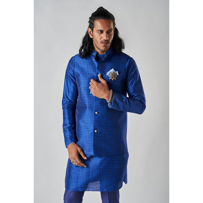 Bubber Blu Blueton Indigo Helm Bandhi Navy Blue Nehru Jacket
