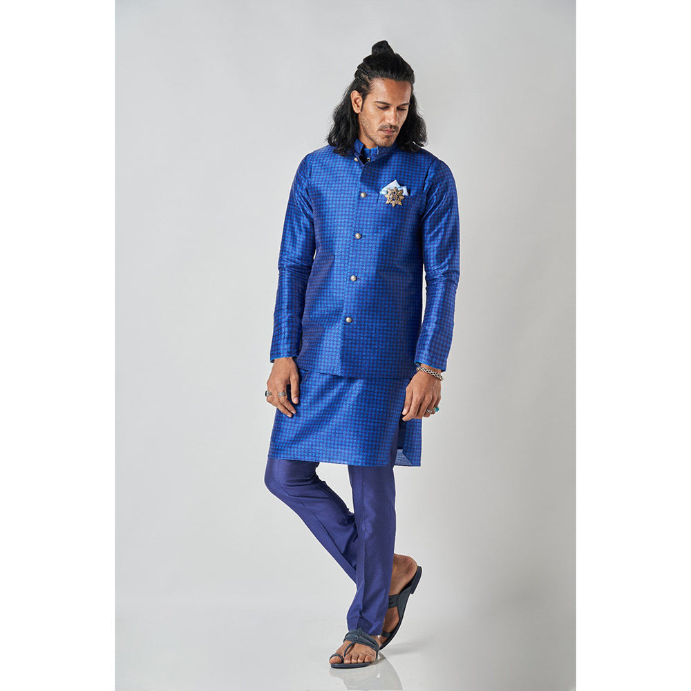 Bubber Blu Blueton Indigo Helm Bandhi Navy Blue Nehru Jacket