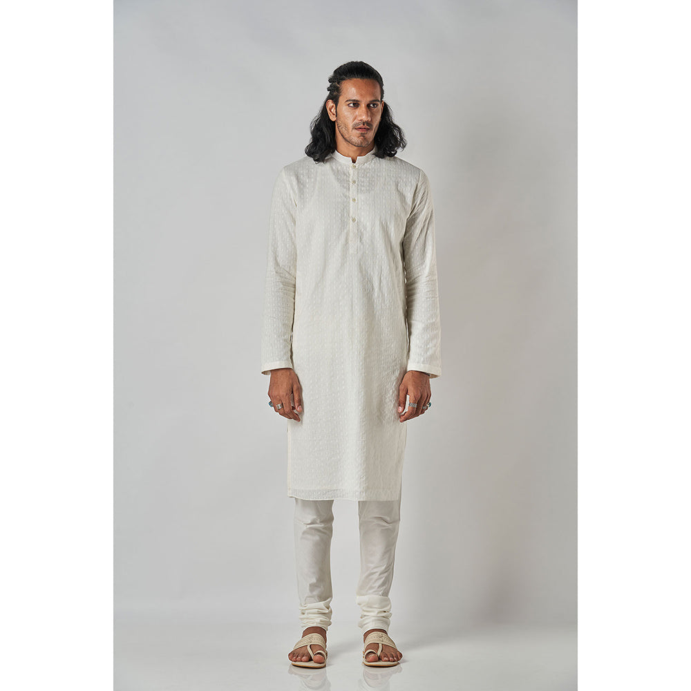 Bubber Blu Bradford Off White Woven Kurta