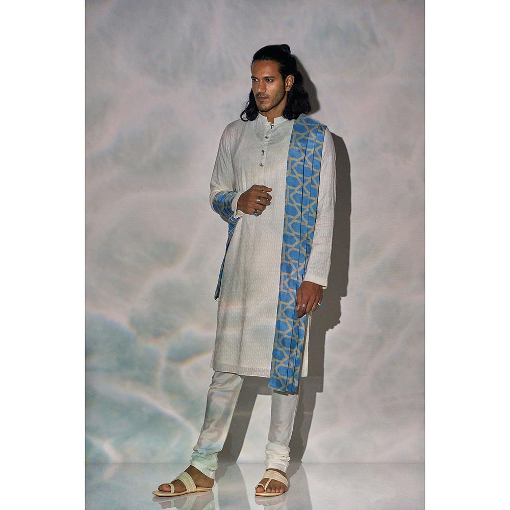 Bubber Blu Bradford Off White Woven Kurta