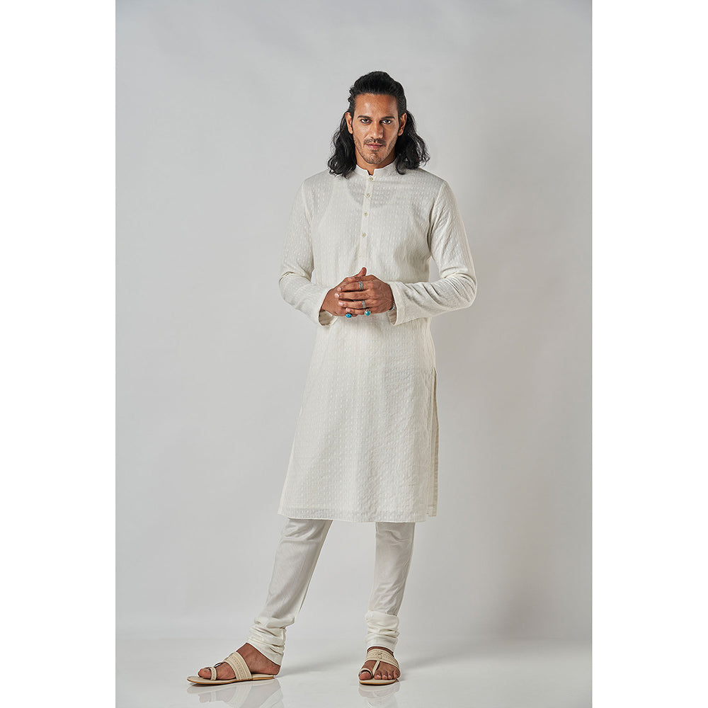 Bubber Blu Bradford Off White Woven Kurta