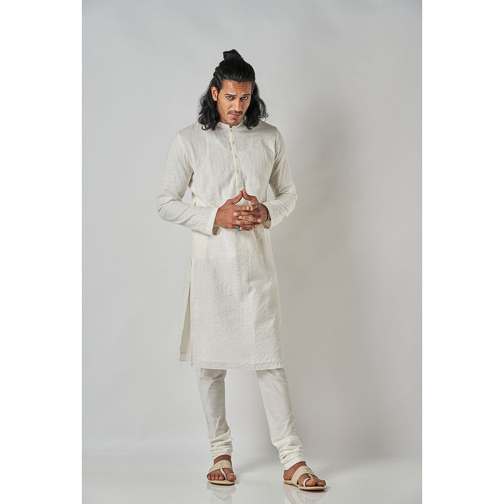 Bubber Blu Bradford Off White Woven Kurta