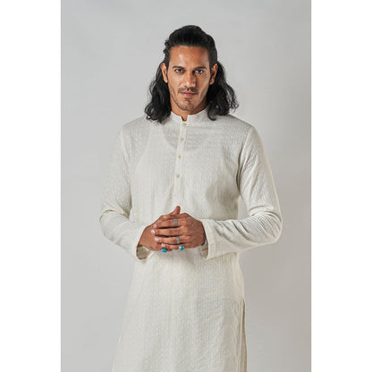 Bubber Blu Bradford Off White Woven Kurta