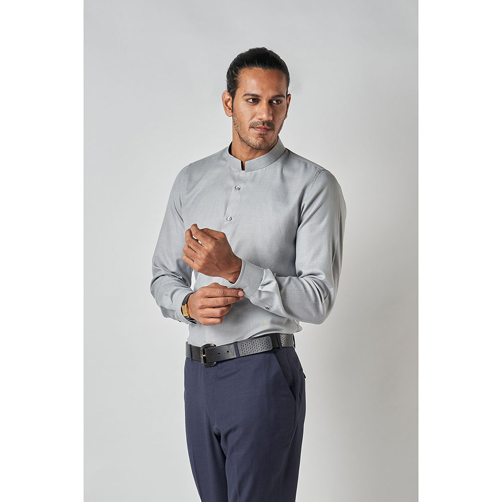 Bubber Blu Byron Steel Grey Chinese Collar Shirt