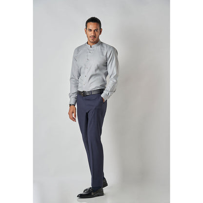 Bubber Blu Byron Steel Grey Chinese Collar Shirt