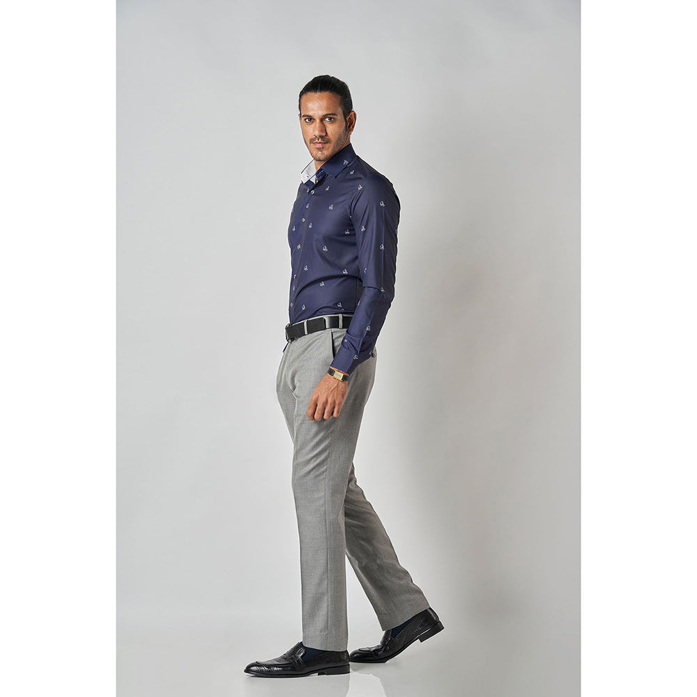 Bubber Blu Crew White & Blue Yacht Printed Shirt