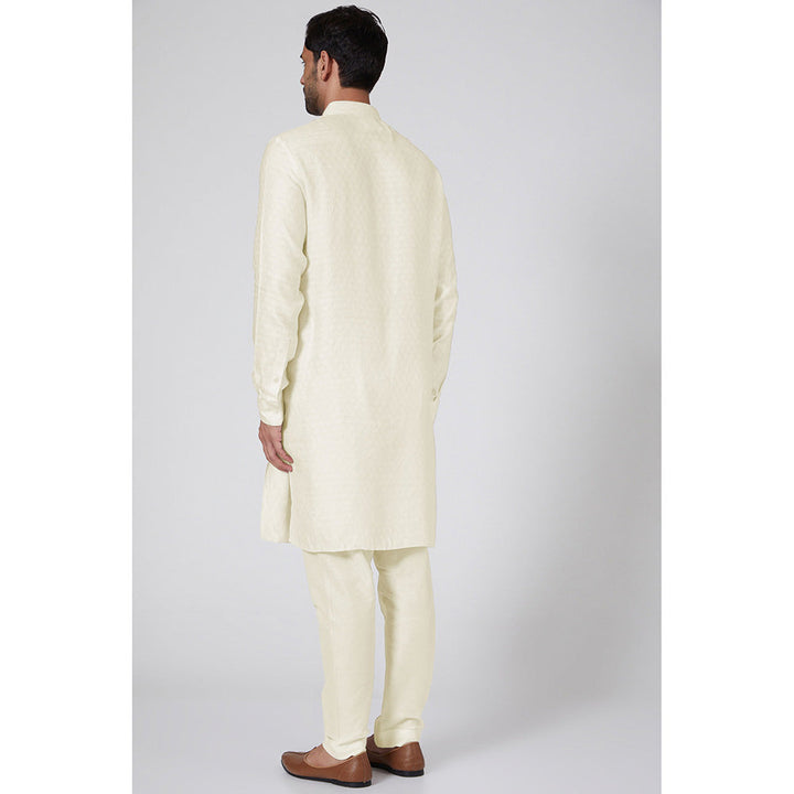 Bubber Couture Yellow Abeer Jacquard Kurta (Set of 2)