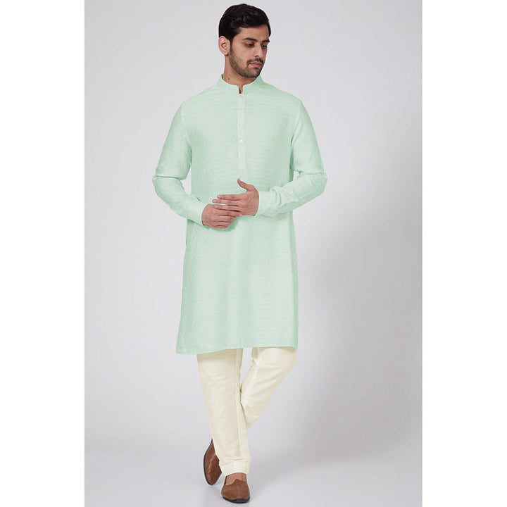 Bubber Couture Green Amay Jacquard Kurta (Set of 2)