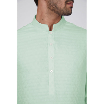 Bubber Couture Green Amay Jacquard Kurta (Set of 2)