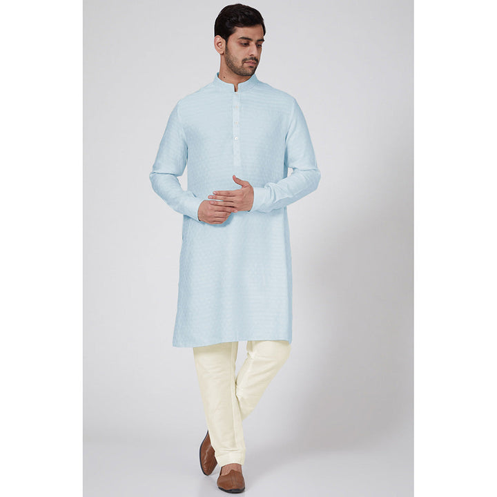 Bubber Couture Blue Ayush Jacquard Kurta (Set of 2)