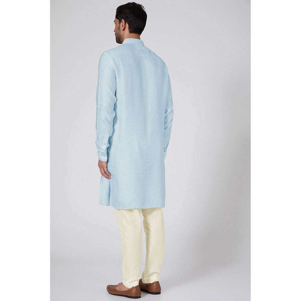 Bubber Couture Blue Ayush Jacquard Kurta (Set of 2)