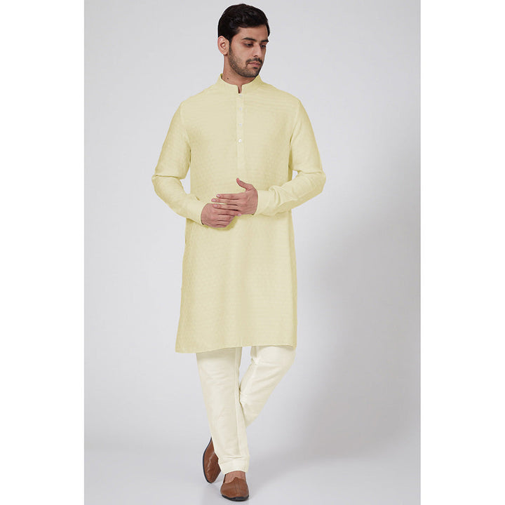 Bubber Couture Yellow Samarth Jacquard Kurta (Set of 2)