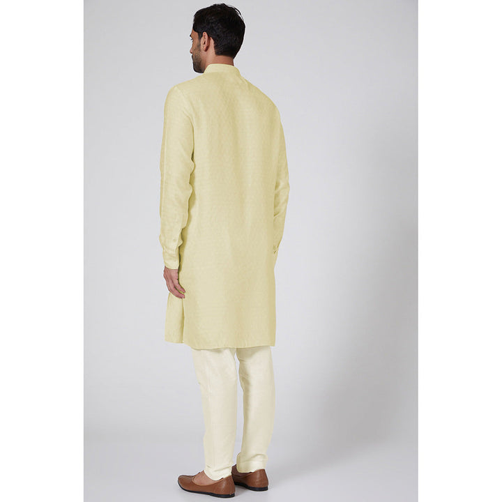 Bubber Couture Yellow Samarth Jacquard Kurta (Set of 2)