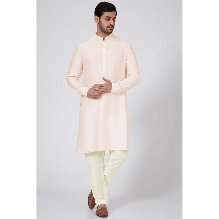 Bubber Couture Peach Kavar Jacquard Kurta (Set of 2)