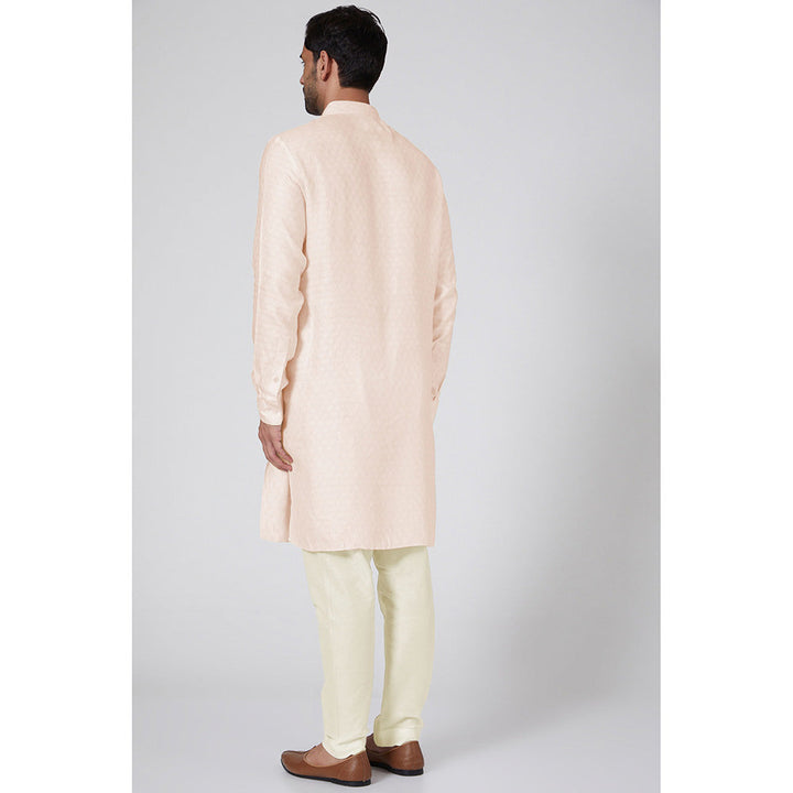 Bubber Couture Peach Kavar Jacquard Kurta (Set of 2)