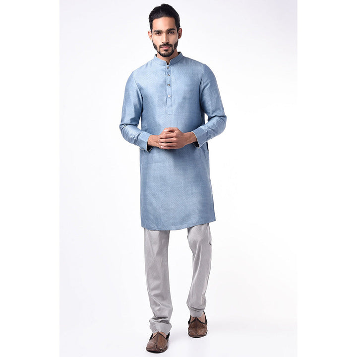 Bubber Couture Blue Nihal Jacquard Kurta (Set of 2)