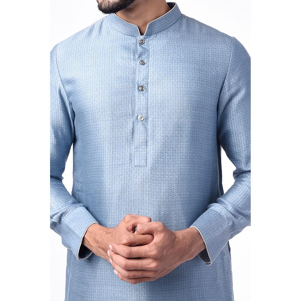 Bubber Couture Blue Nihal Jacquard Kurta (Set of 2)