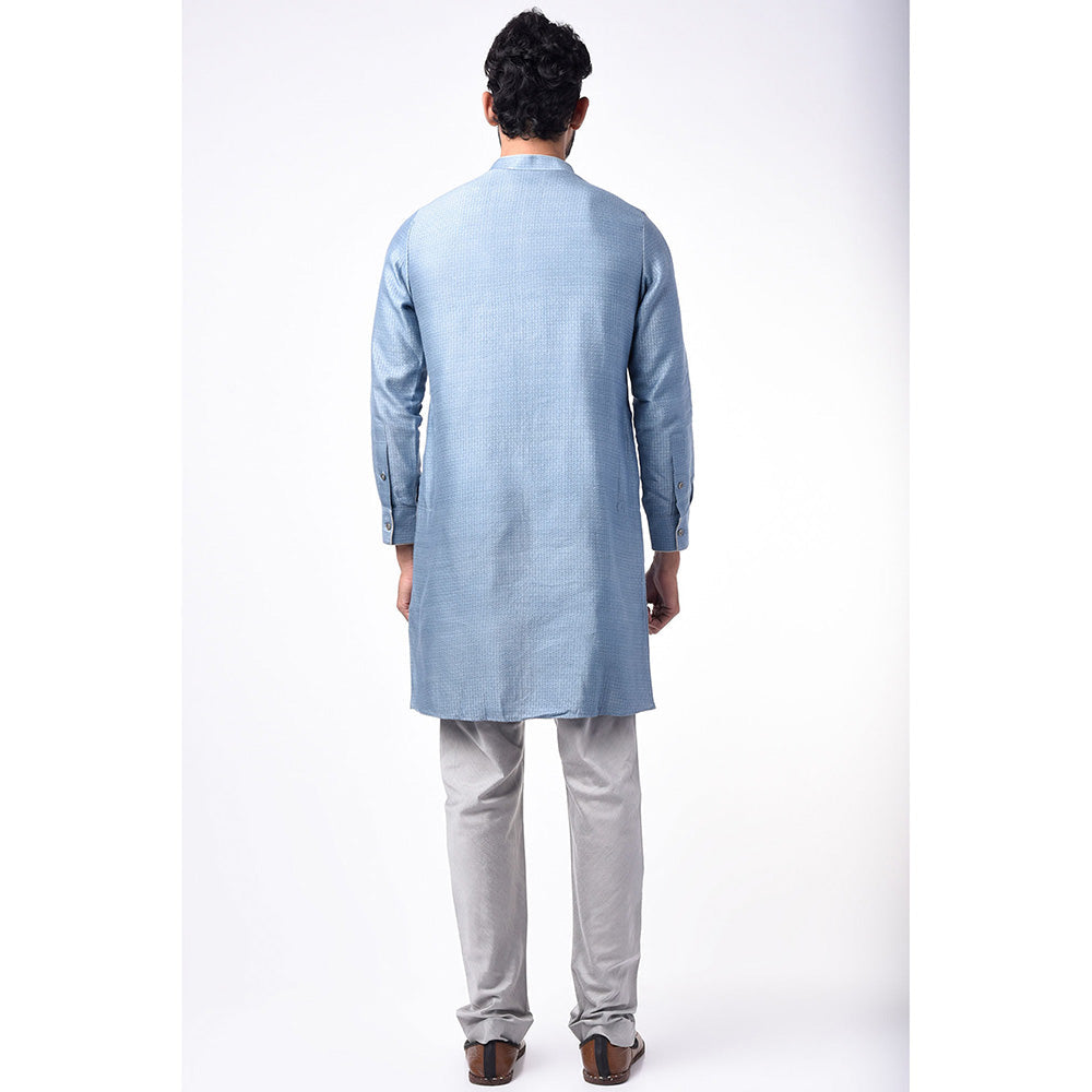 Bubber Couture Blue Nihal Jacquard Kurta (Set of 2)