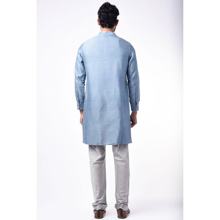 Bubber Couture Blue Nihal Jacquard Kurta (Set of 2)