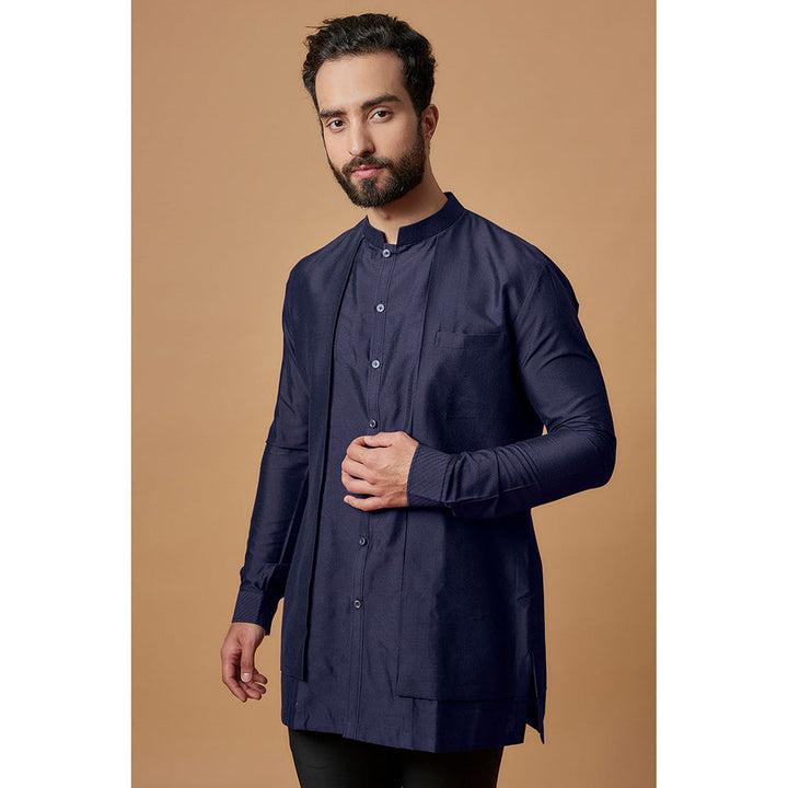 Bubber Couture Navy Blue Shivansh Shirt Kurta