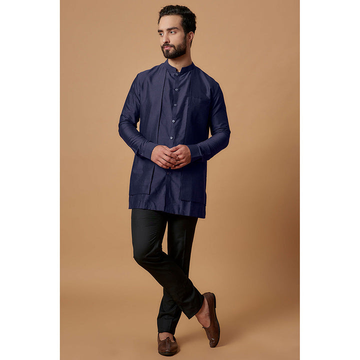 Bubber Couture Navy Blue Shivansh Shirt Kurta