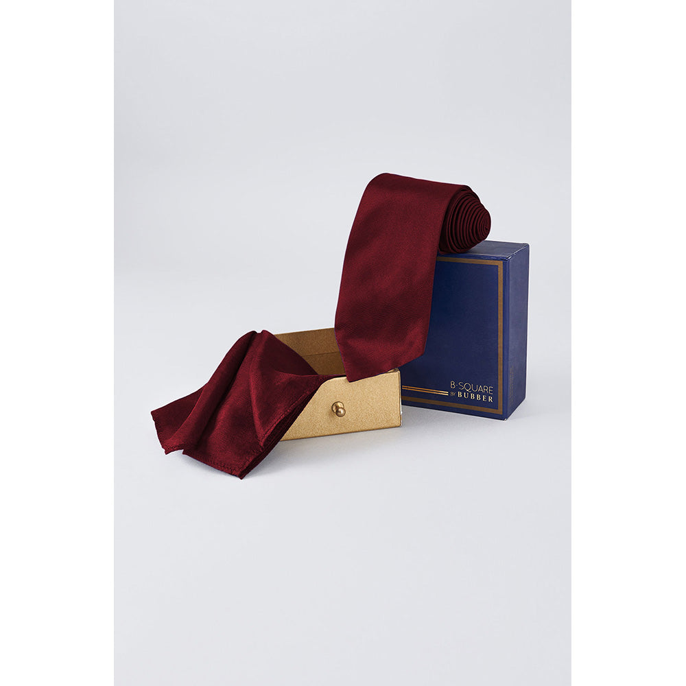 Bubber Couture Burgundy Necktie and Pocket Square Set (Set of 2)