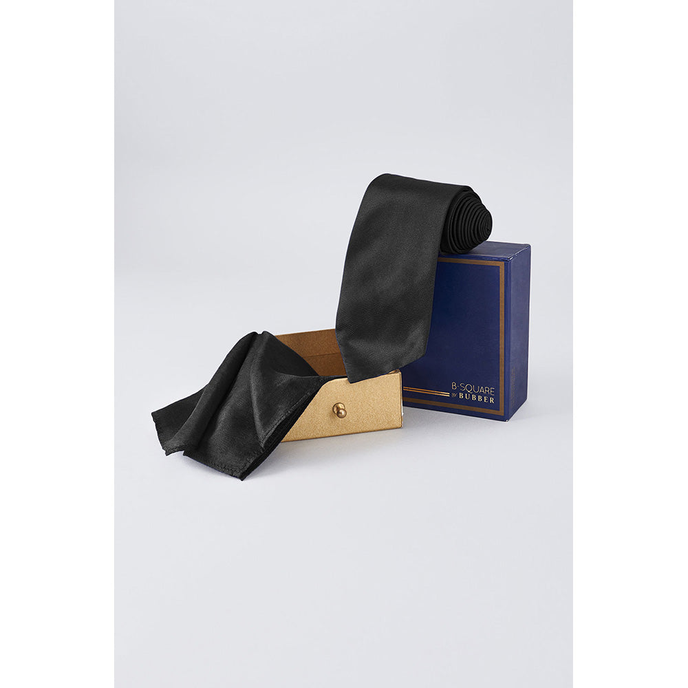 Bubber Couture Noir Necktie and Pocket Square Set (Set of 2)
