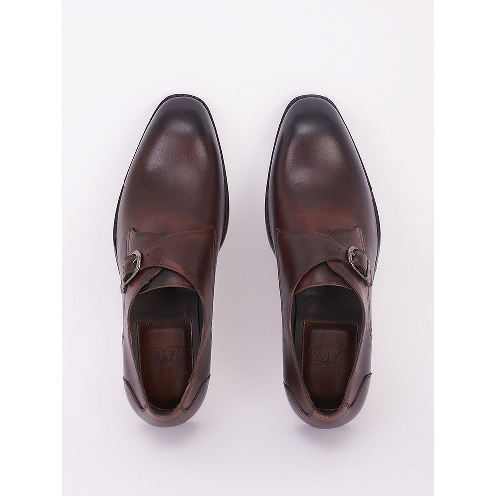 Bubber Couture Dark Brown Single Monk Strap Italian Leather Monk Straps