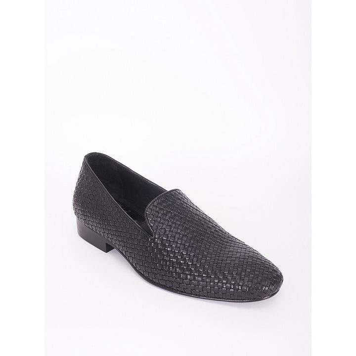 Bubber Couture Black Mesh Italian Leather Slip On Casual Mocassins