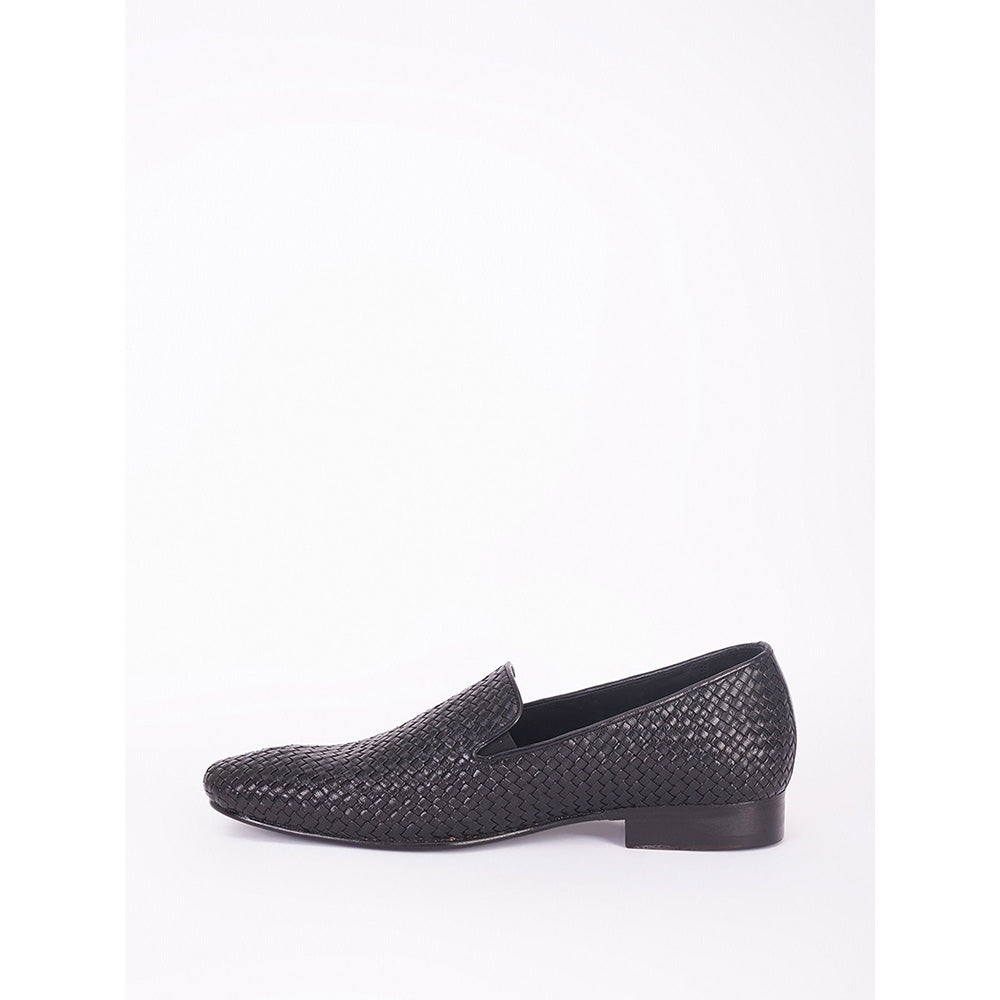 Bubber Couture Black Mesh Italian Leather Slip On Casual Mocassins