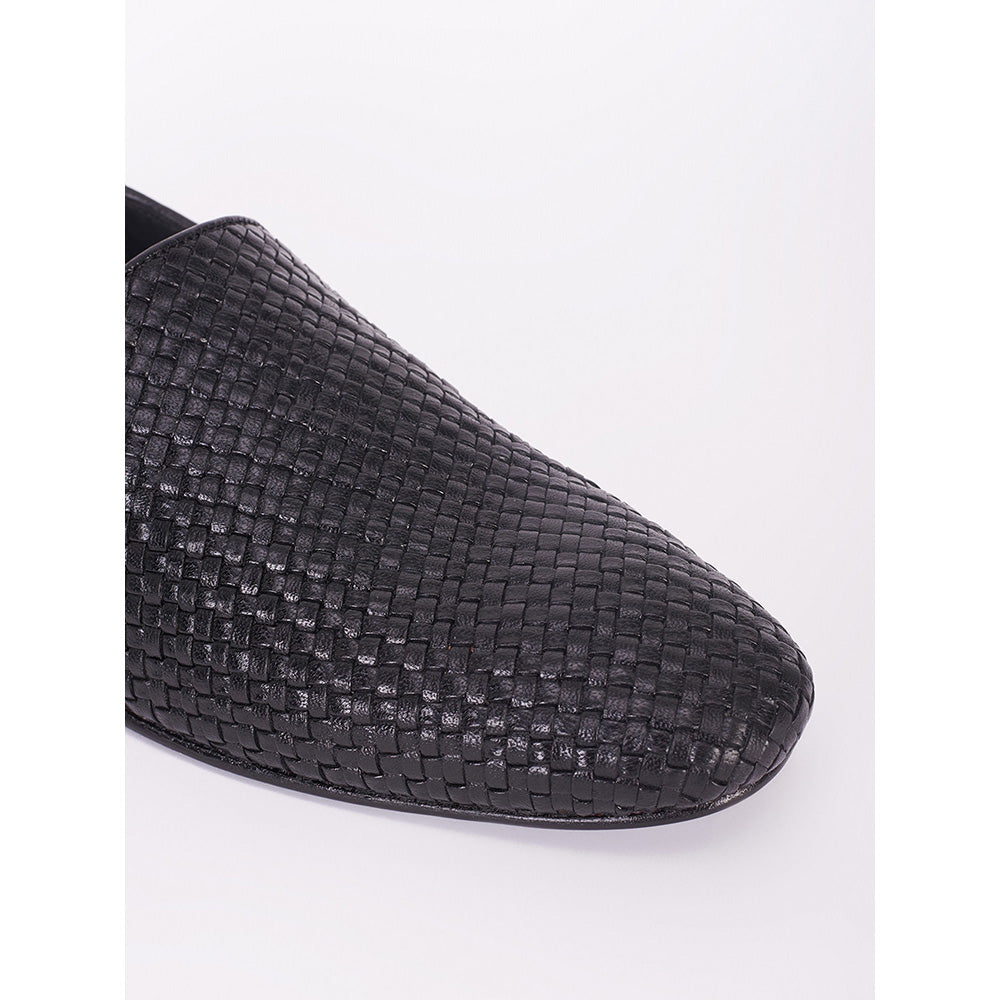 Bubber Couture Black Mesh Italian Leather Slip On Casual Mocassins